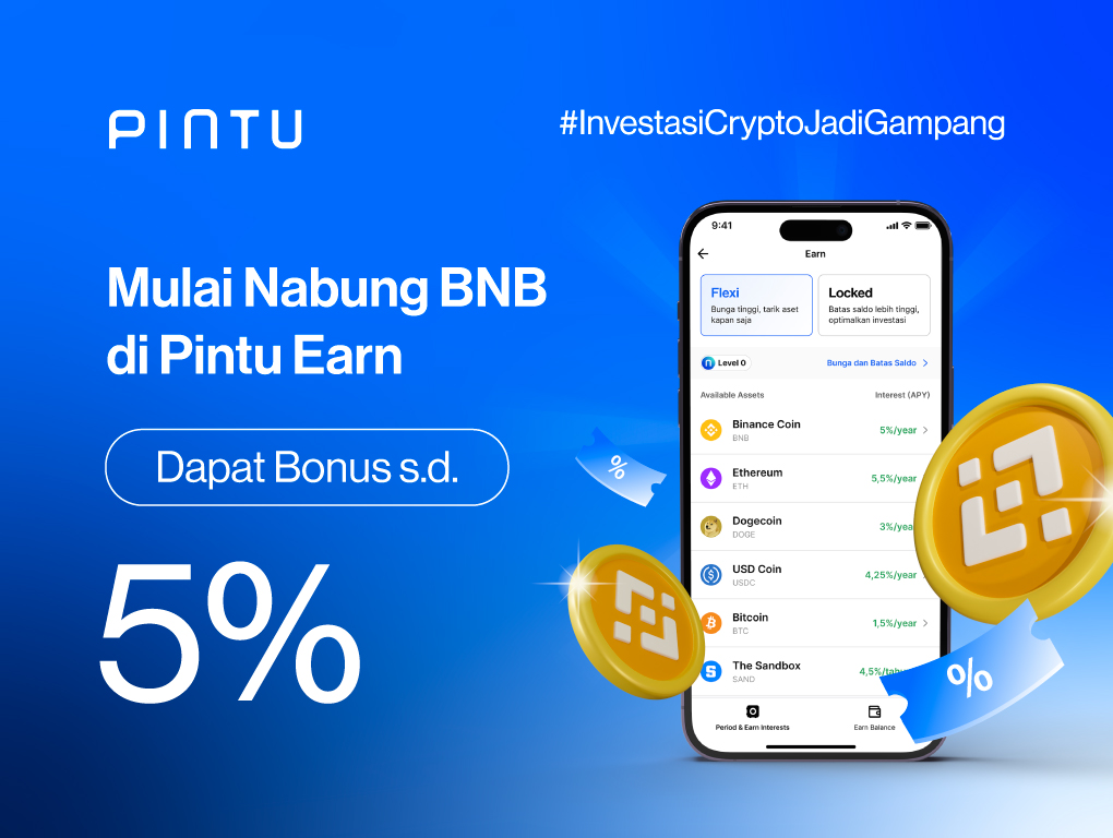 Gambar Nabung Binance Coin (BNB), Hingga 5% APY di Pintu Earn!